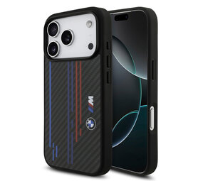 BMW BMW iPhone 17 Pro Back-Cover hul - MagSafe Kevlar Case With Printed Tricolor & Metal Logos - Schwarz