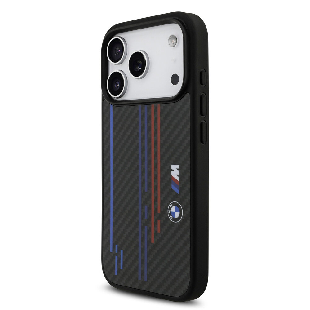 BMW BMW iPhone 17 Pro Back-Cover hul - MagSafe Kevlar Case With Printed Tricolor & Metal Logos - Schwarz BMW BMW iPhone 17 Pro Back-Cover hul - MagSafe Kevlar Case With Printed Tricolor & Metal Logos - Schwarz