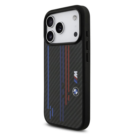 BMW BMW iPhone 17 Pro Backcover hoesje - MagSafe Kevlar Case With Printed Tricolor & Metal Logos - Zwart BMW BMW iPhone 17 Pro Backcover hoesje - MagSafe Kevlar Case With Printed Tricolor & Metal Logos - Zwart