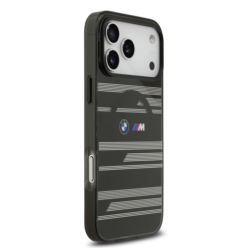 BMW BMW iPhone 17 Pro Max/iPhone 18 Pro Max Coque arrière MagSafe IML Motif à lignes - Noir