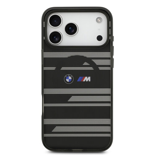 BMW BMW iPhone 17 Pro Max/iPhone 18 Pro Max Coque arrière MagSafe IML Motif à lignes - Noir