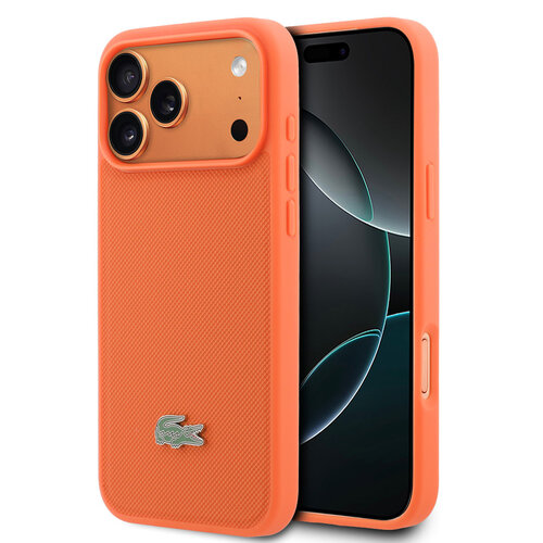 Lacoste Lacoste iPhone 17 Pro Max/iPhone 18 Pro Max Coque arrière MagSafe Logo Petit Piqué iconique - Orange