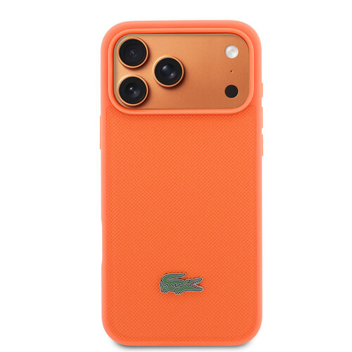 Lacoste Lacoste iPhone 17 Pro Max/iPhone 18 Pro Max Coque arrière MagSafe Logo Petit Piqué iconique - Orange
