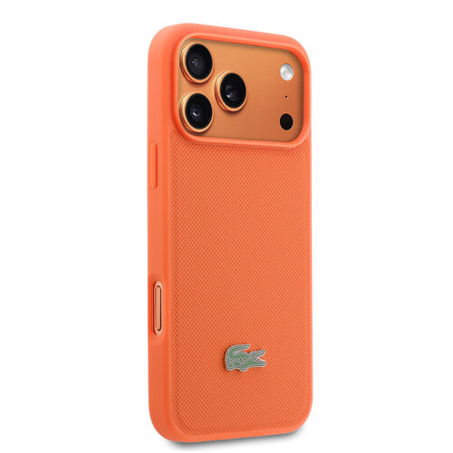 Lacoste Lacoste iPhone 17 Pro Max/iPhone 18 Pro Max Coque arrière MagSafe Logo Petit Piqué iconique - Orange