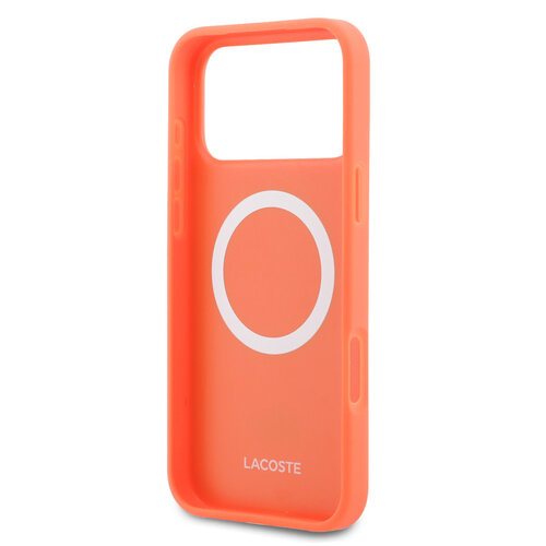 Lacoste Lacoste iPhone 17 Pro Max/iPhone 18 Pro Max Coque arrière MagSafe Logo Petit Piqué iconique - Orange
