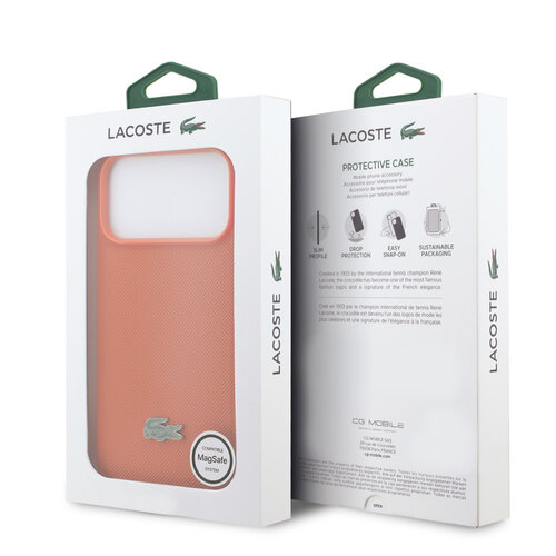 Lacoste Lacoste iPhone 17 Pro Max/iPhone 18 Pro Max Coque arrière MagSafe Logo Petit Piqué iconique - Orange