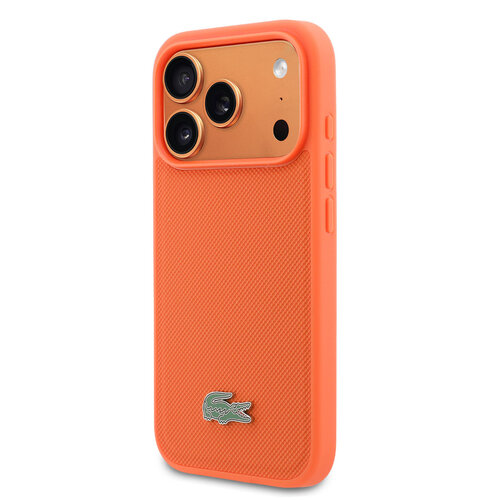 Lacoste Lacoste iPhone 17 Pro/iPhone 18 Pro Coque arrière MagSafe Logo Petit Piqué iconique - Orange