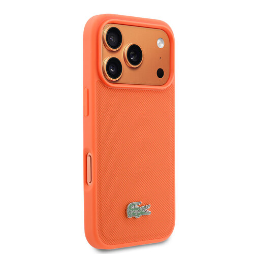 Lacoste Lacoste iPhone 17 Pro/iPhone 18 Pro Coque arrière MagSafe Logo Petit Piqué iconique - Orange