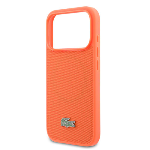 Lacoste Lacoste iPhone 17 Pro/iPhone 18 Pro Coque arrière MagSafe Logo Petit Piqué iconique - Orange