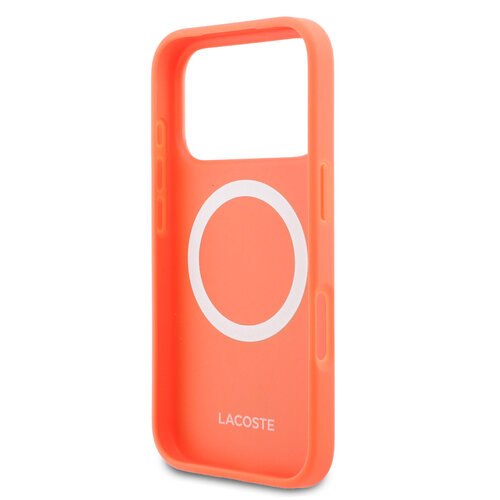 Lacoste Lacoste iPhone 17 Pro/iPhone 18 Pro Coque arrière MagSafe Logo Petit Piqué iconique - Orange