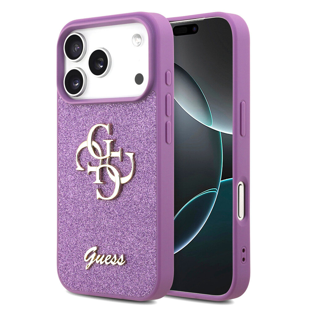 Guess Guess iPhone 17 Pro Back cover coque - Lilas - Big 4G - Fixed Glitter
