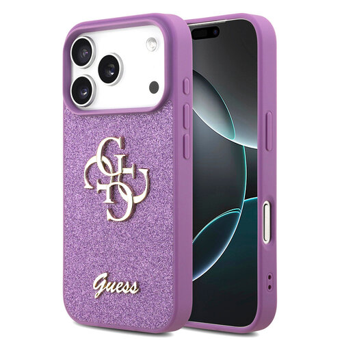 Guess Guess iPhone 17 Pro/iPhone 18 Pro Coque arrière Grand motif 4G Finition à paillettes fixes - Lilas