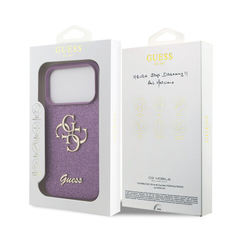 Guess Guess iPhone 17 Pro Backcover hoesje - Big 4G - Fixed Glitter - Lila