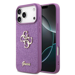Guess iPhone 17 Pro Max/iPhone 18 Pro Max Handyhülle Großes 4G-Motiv Feste Glitzerverzierung - Flieder
