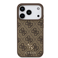 Guess Guess iPhone 17 Pro/iPhone 18 Pro Coque arrière MagSafe Petit motif 4G et logo métallique classique - Marron