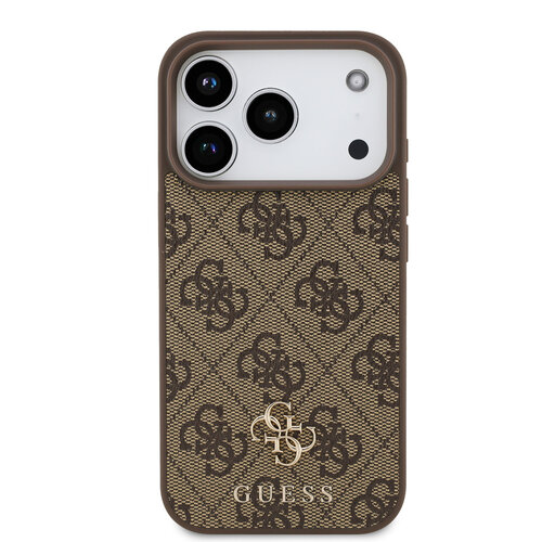 Guess Guess iPhone 17 Pro/iPhone 18 Pro Coque arrière MagSafe Petit motif 4G et logo métallique classique - Marron