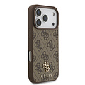 Guess Guess iPhone 17 Pro/iPhone 18 Pro Coque arrière MagSafe Petit motif 4G et logo métallique classique - Marron