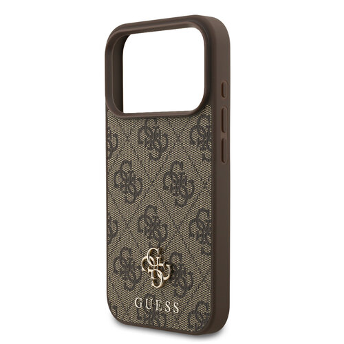 Guess Guess iPhone 17 Pro/iPhone 18 Pro Coque arrière MagSafe Petit motif 4G et logo métallique classique - Marron