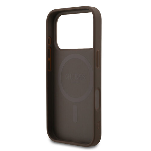 Guess Guess iPhone 17 Pro/iPhone 18 Pro Handyhülle MagSafe Kleines 4G-Motiv und klassisches Metalllogo - Braun