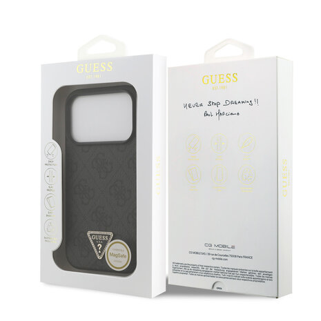 Guess Guess iPhone 17 Pro Back cover coque - Noir - MagSafe - 4G Triangle Logo