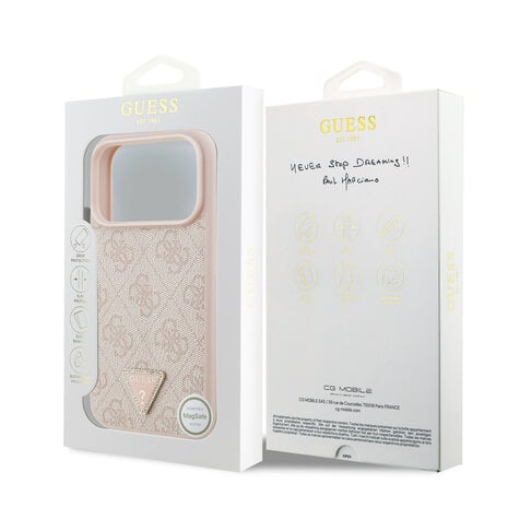 Guess Guess iPhone 17 Pro Back cover coque - Rose - MagSafe - 4G Triangle Logo