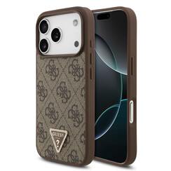 Guess iPhone 17 Pro/iPhone 18 Pro Coque arrière MagSafe 4G logo triangulaire - Marron