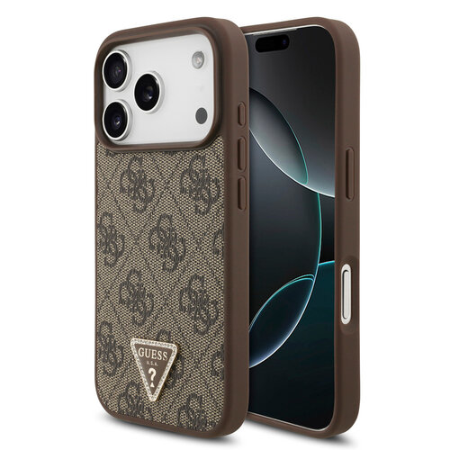Guess Guess iPhone 17 Pro/iPhone 18 Pro Coque arrière MagSafe 4G logo triangulaire - Marron