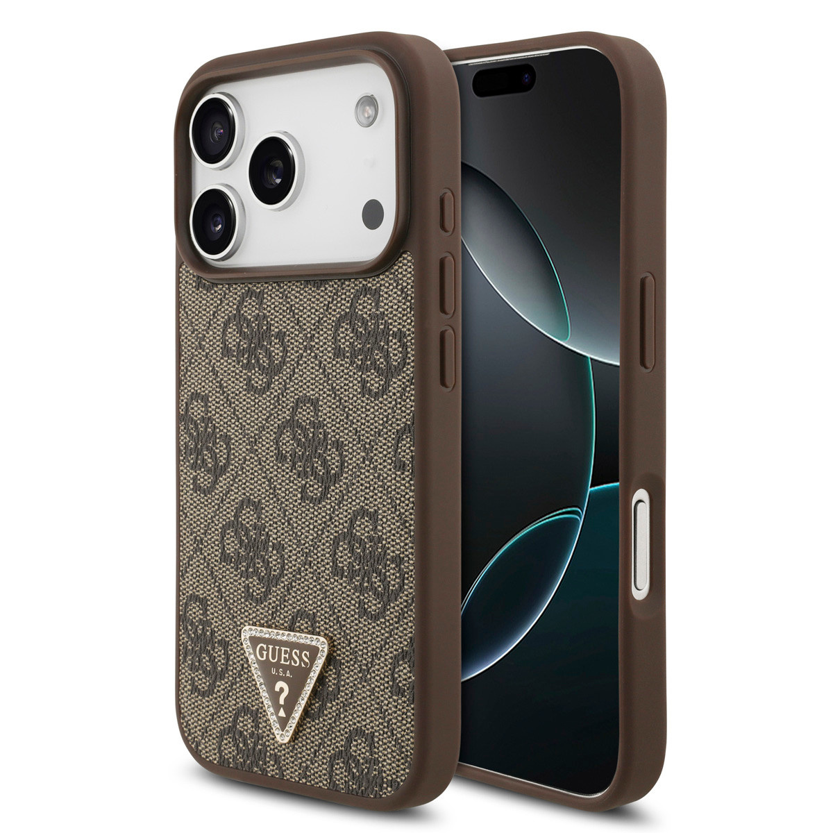 Guess Guess iPhone 17 Pro Backcover hoesje - MagSafe - 4G Triangle Logo - Bruin