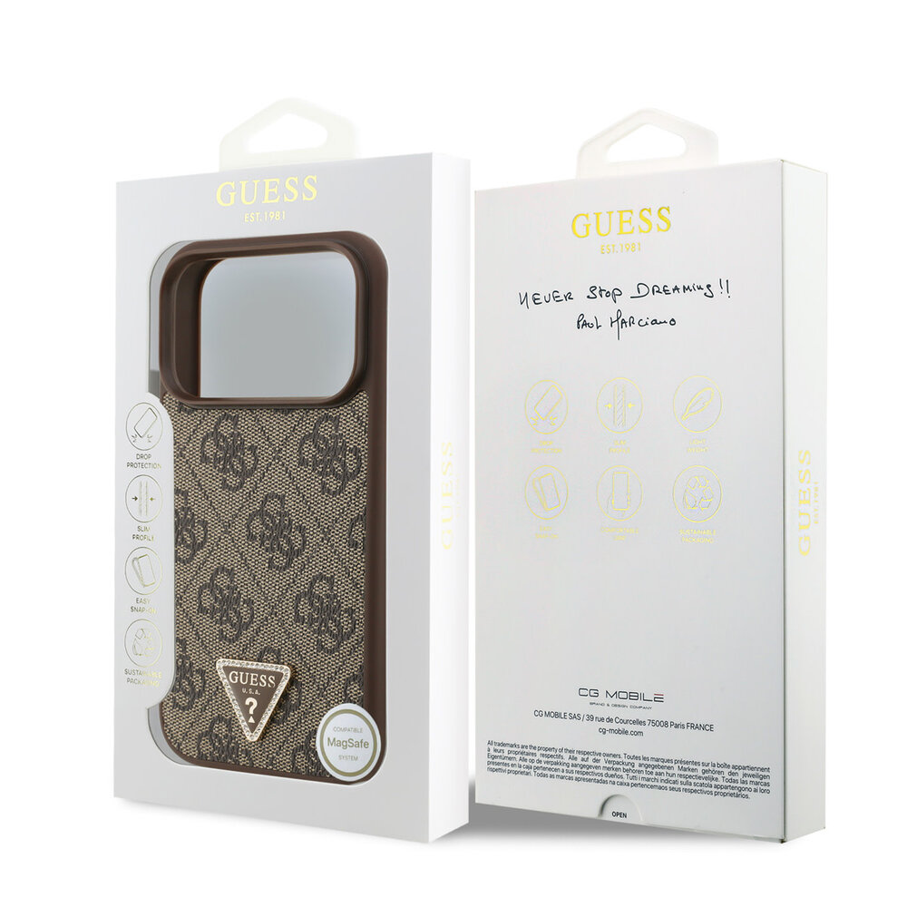 Guess Guess iPhone 17 Pro Back-Cover hul - MagSafe - 4G Triangle Logo - Braun