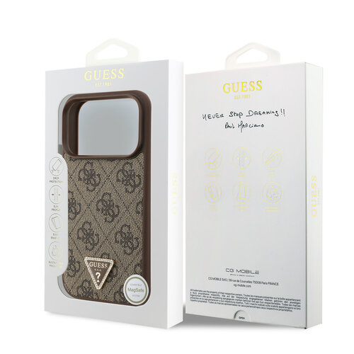 Guess Guess iPhone 17 Pro/iPhone 18 Pro Handyhülle MagSafe 4G dreieckiges Logo - Braun