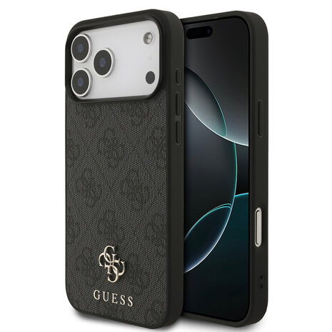 Guess Guess iPhone 17 Pro Max Backcover hoesje - MagSafe - Small 4G & Classic Metal Logo - Zwart Guess Guess iPhone 17 Pro Max Backcover hoesje - MagSafe - Small 4G & Classic Metal Logo - Zwart