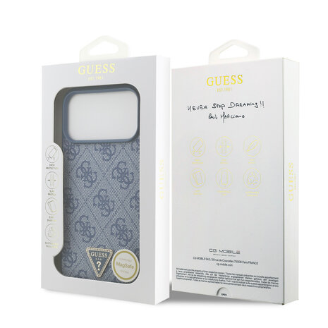 Guess Guess iPhone 17 Pro Max Back-Cover hul - MagSafe - 4G Triangle Logo - Blau