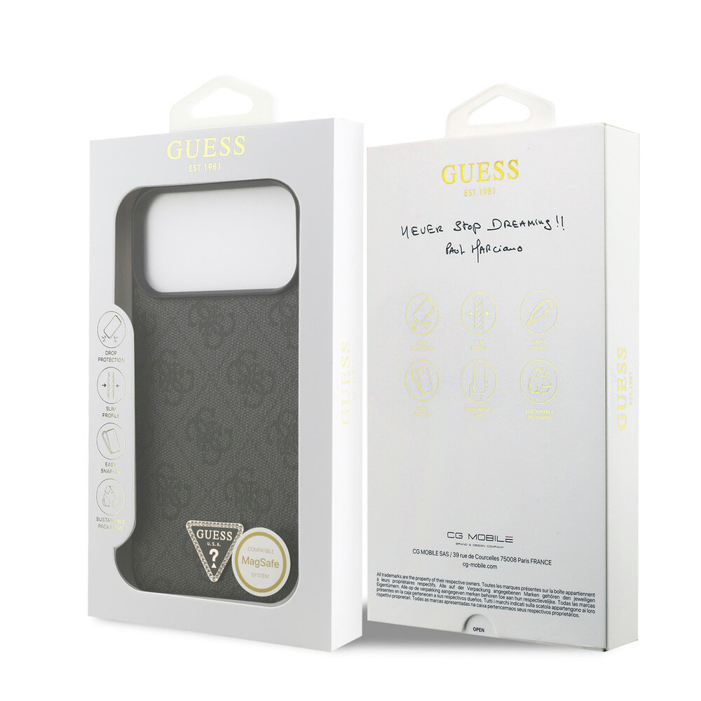 Guess Guess iPhone 17 Pro Max Backcover hoesje - MagSafe - 4G Triangle Logo - Zwart