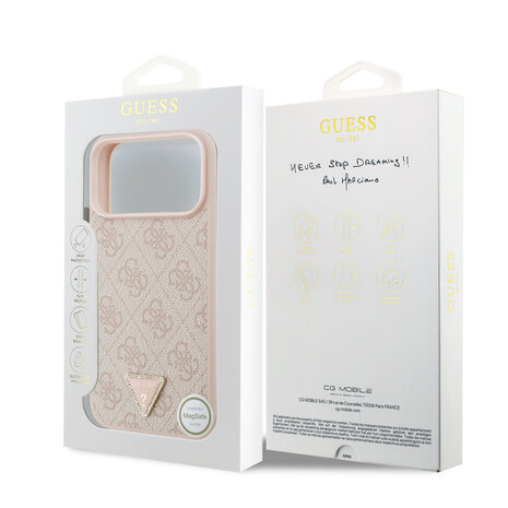 Guess Guess iPhone 17 Pro Max Backcover hoesje - MagSafe - 4G Triangle Logo - Roze