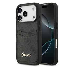 Guess Guess iPhone 17 Pro Back-Cover hul - With Cardslot - Script Metal Logo - Schwarz