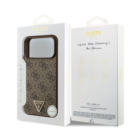 Guess Guess iPhone 17 Pro Max Back cover case - MagSafe - 4G Triangle Logo - Brown