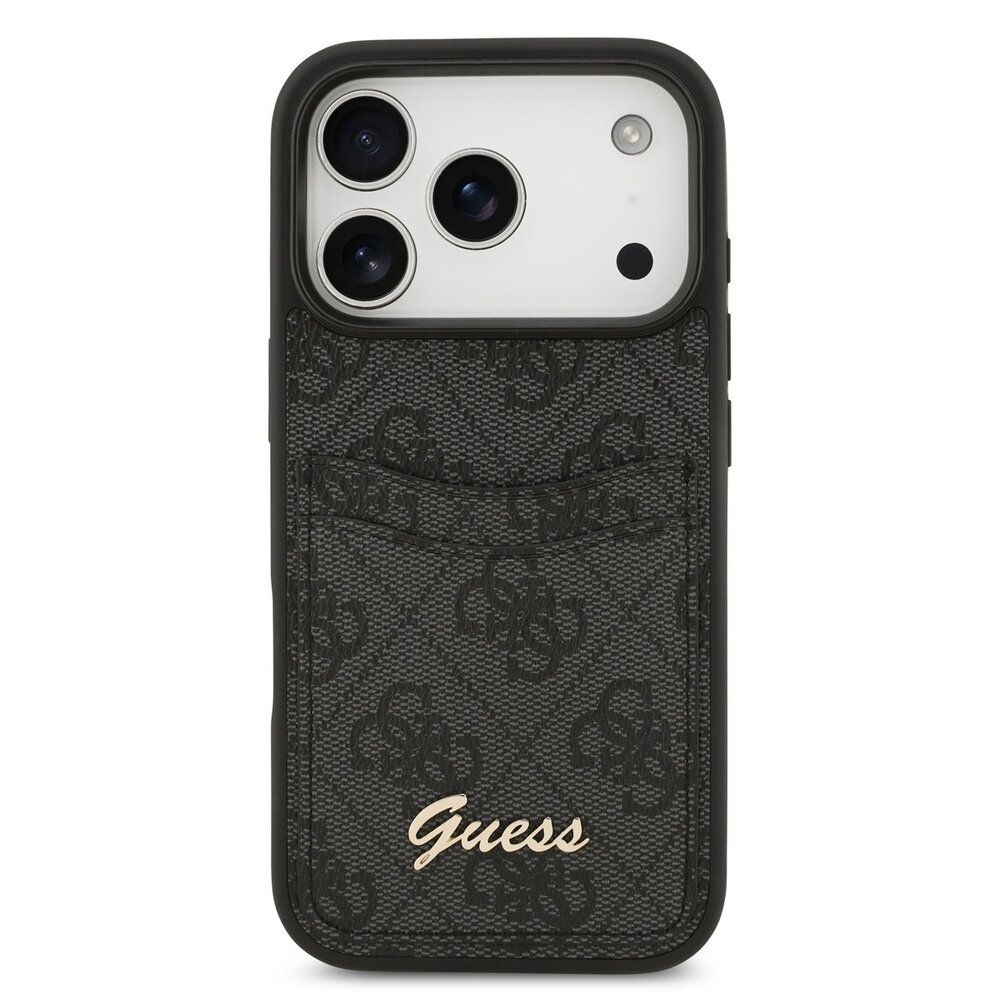 Guess Guess iPhone 17 Pro Back cover case - With Cardslot - Script Metal Logo - Black