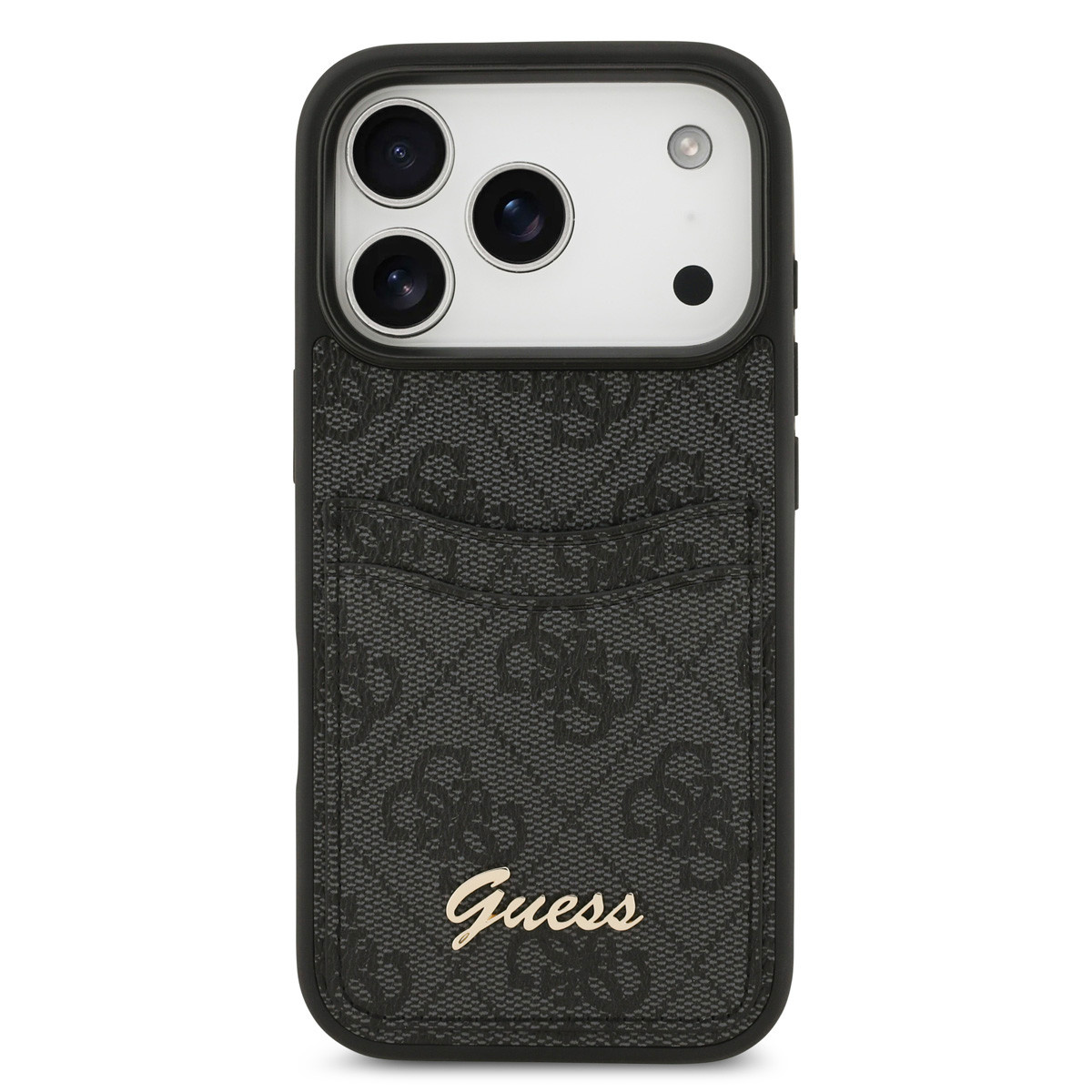 Guess Guess iPhone 17 Pro Backcover hoesje - With Cardslot - Script Metal Logo - Zwart, foto 3 van 6