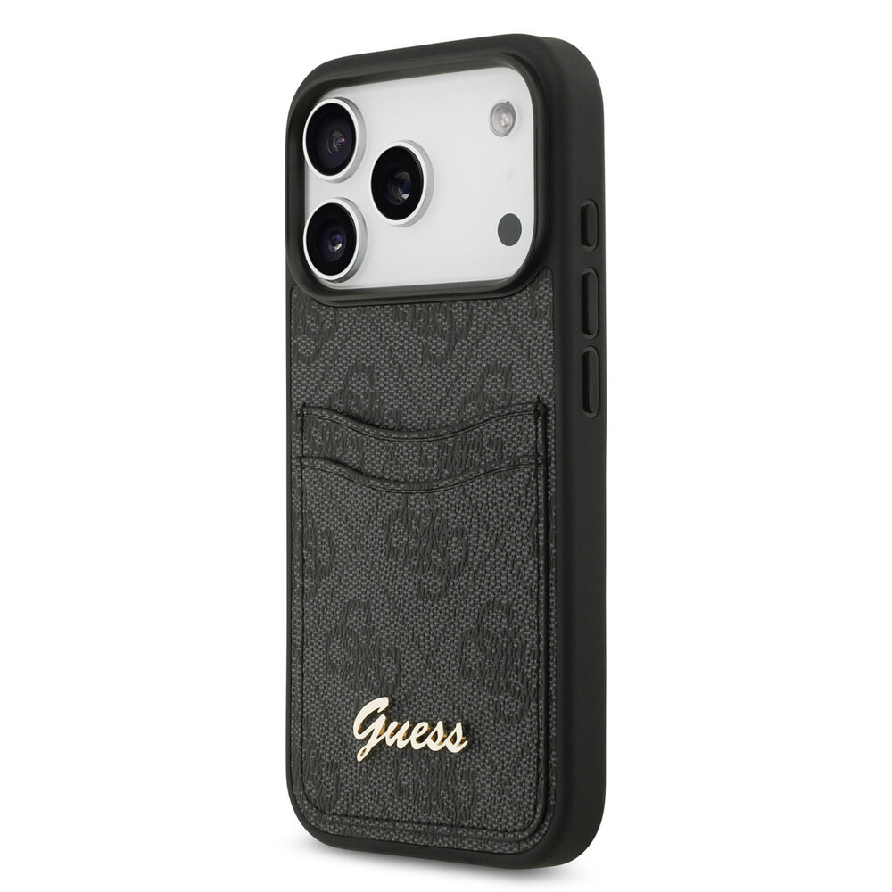 Guess Guess iPhone 17 Pro Back cover case - With Cardslot - Script Metal Logo - Black