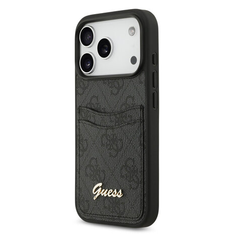 Guess Guess iPhone 17 Pro Back cover case - With Cardslot - Script Metal Logo - Black