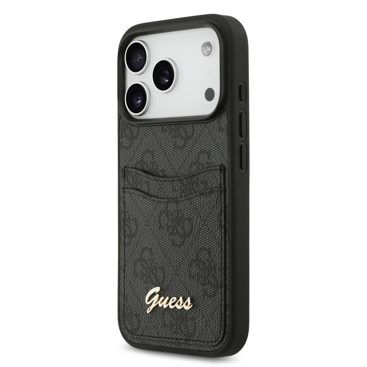 Guess Guess iPhone 17 Pro Backcover hoesje - With Cardslot - Script Metal Logo - Zwart, foto 2 van 6
