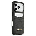 Guess Guess iPhone 17 Pro/iPhone 18 Pro Coque arrière Compartiment pour carte Logo manuscrit métallique - Noir