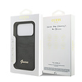 Guess Guess iPhone 17 Pro/iPhone 18 Pro Coque arrière Compartiment pour carte Logo manuscrit métallique - Noir