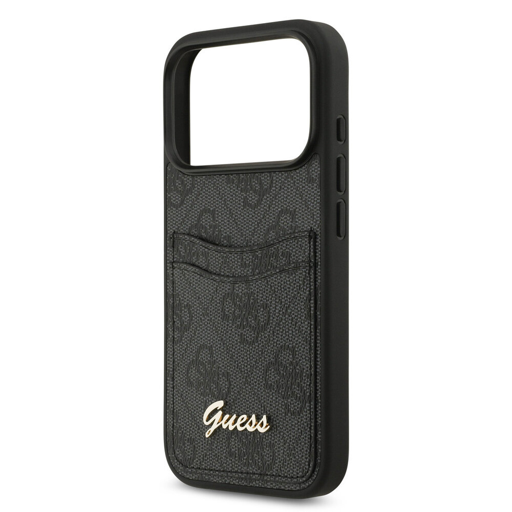 Guess Guess iPhone 17 Pro Back cover case - With Cardslot - Script Metal Logo - Black