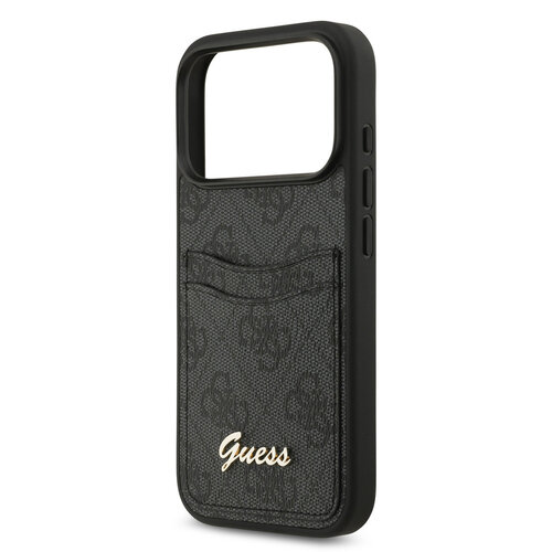 Guess Guess iPhone 17 Pro/iPhone 18 Pro Coque arrière Compartiment pour carte Logo manuscrit métallique - Noir