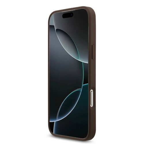 Guess Guess iPhone 17 Pro/iPhone 18 Pro Coque arrière Compartiment pour carte Logo manuscrit métallique - Marron