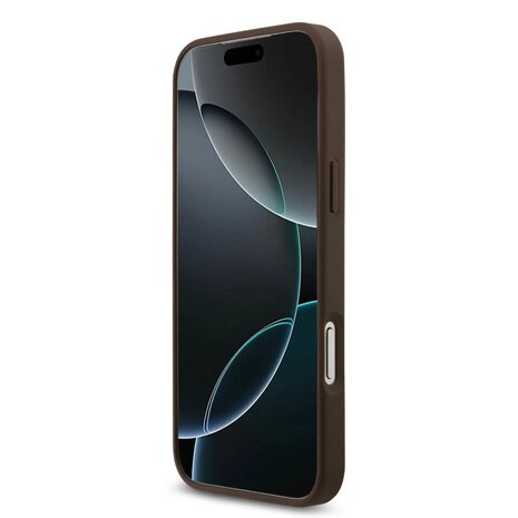 Guess Guess iPhone 17 Pro Back cover case - With Cardslot - Script Metal Logo - Brown Guess Guess iPhone 17 Pro Back cover case - With Cardslot - Script Metal Logo - Brown