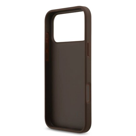 Guess Guess iPhone 17 Pro Back cover coque - Marron - With Cardslot - Script Metal Logo