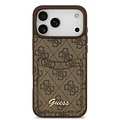 Guess Guess iPhone 17 Pro/iPhone 18 Pro Coque arrière Compartiment pour carte Logo manuscrit métallique - Marron
