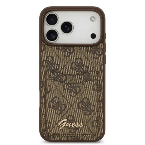 Guess Guess iPhone 17 Pro Back-Cover hul - With Cardslot - Script Metal Logo - Braun